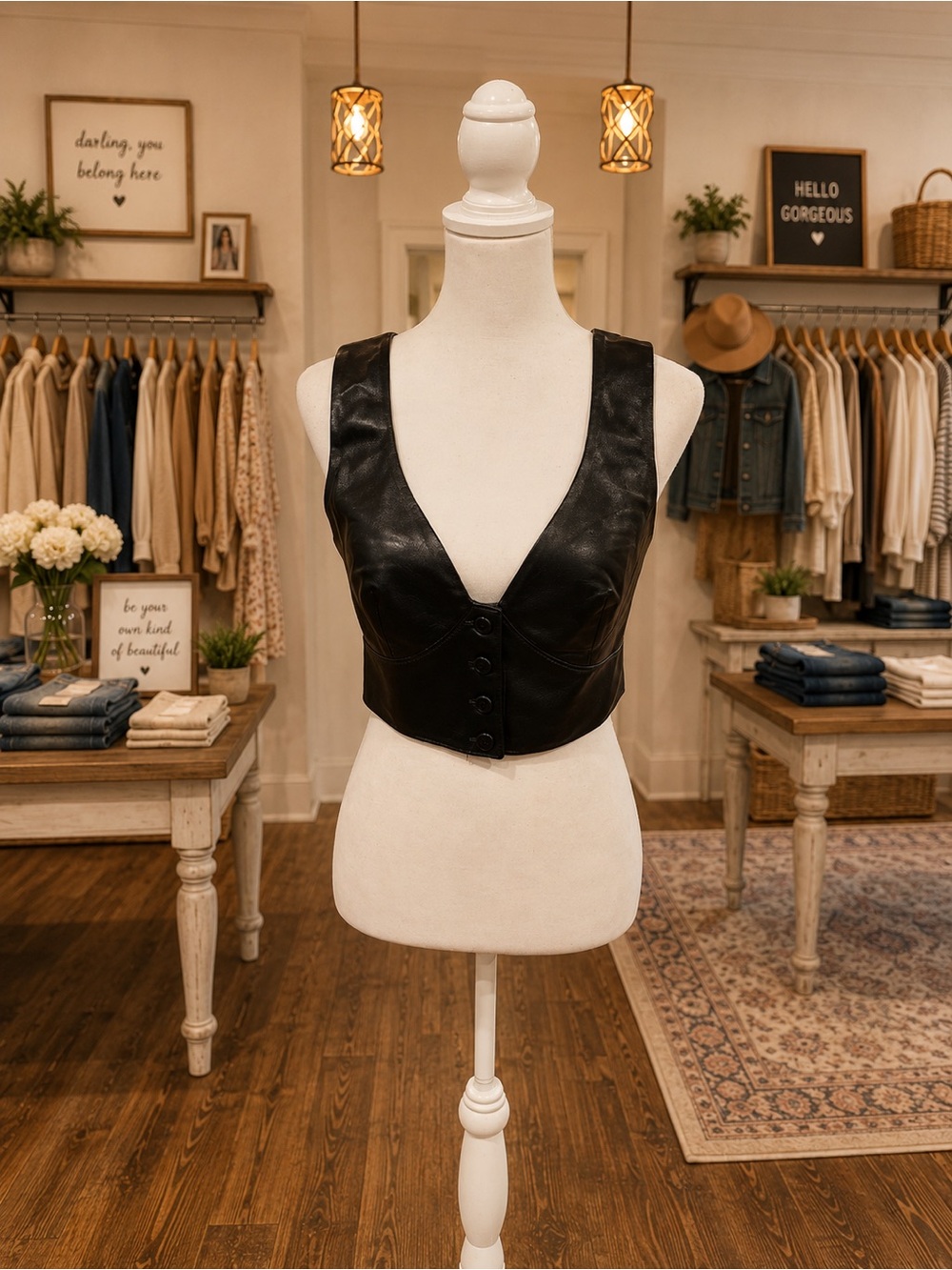 INC x Jeannie Mai Faux Leather Cropped Vest Top NWT Size 8